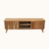 TV Lowboard Teak Lamellen 140 cm – 2 Türen Handarbeit Indonesien