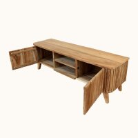 TV Lowboard Teak Lamellen 140 cm – 2 Türen Handarbeit Indonesien