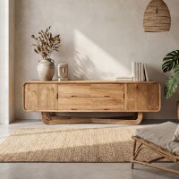 Sideboard Teak 200 cm – Bogengestell 4 Schubladen...