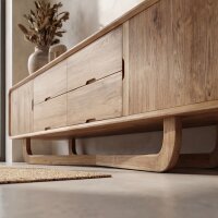 Sideboard Teak 200 cm – Bogengestell 4 Schubladen...