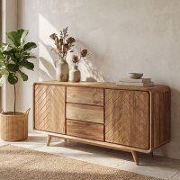 Sideboard Teak 150 cm Chevron – 3 Schubladen...