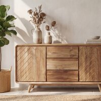 Sideboard Teak 150 cm Chevron – 3 Schubladen...