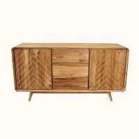 Sideboard Teak 150 cm Chevron – 3 Schubladen Handarbeit Indonesien