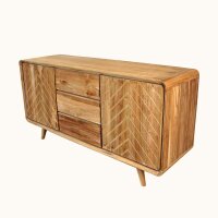 Sideboard Teak 150 cm Chevron – 3 Schubladen Handarbeit Indonesien