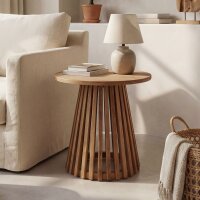 Beistelltisch Teak Holz massiv Japandi rund Ø 55...