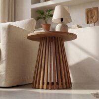 Beistelltisch Teak Holz massiv Japandi rund Ø 55...