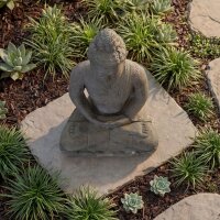 Statue außen massiv Buddha Beton-Steinguss 43 cm hoch