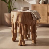 Massiver Hocker Teak Holz Schnitzereien Unikat Handarbeit