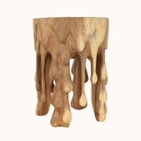 Massiver Hocker Teak Holz Schnitzereien Unikat Handarbeit