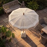 Deko Sonnenschirm Makramee Ø 1,85 m Weiß Boho BALI