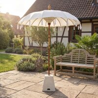 Boho Sonnenschirm Weiß Ø 1,85 m Baumwolle Holz