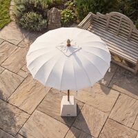 Boho Sonnenschirm Weiß Ø 1,85 m Baumwolle Holz