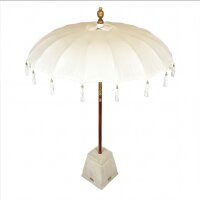 Boho Sonnenschirm Weiß Ø 1,85 m Baumwolle Holz