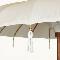 Boho Sonnenschirm Weiß Ø 1,85 m Baumwolle Holz