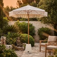 Sonnenschirm Garten Weiß Makramee Ø 1,85 m...