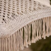 Sonnenschirm Garten Weiß Makramee Ø 1,85 m Boho Style