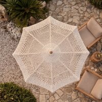Sonnenschirm Garten Weiß Makramee Ø 1,85 m Boho Style