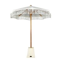 Sonnenschirm Garten Weiß Makramee Ø 1,85 m Boho Style