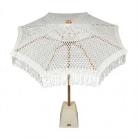 Sonnenschirm Garten Weiß Makramee Ø 1,85 m Boho Style