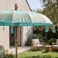 Boho Sonnenschirm Grün Ø 1,85 m dekorativ BALI