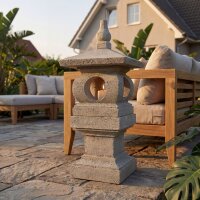 Steinstatue Laterne H: 85 cm massiv Garten BALI