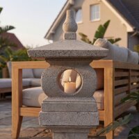Steinstatue Laterne H: 85 cm massiv Garten BALI
