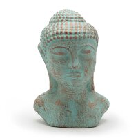 Statue Buddha Kopf 18,5 cm hoch Beton in Grün Kupfer...