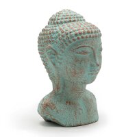Statue Buddha Kopf 18,5 cm hoch Beton in Grün Kupfer...