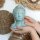 Statue Buddha Kopf 18,5 cm hoch Beton in Grün Kupfer Deko