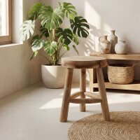 Dreibein Hocker massives Teakholz Handarbeit Java