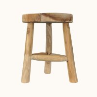 Dreibein Hocker massives Teakholz Handarbeit Java