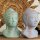 Statue Buddha Kopf 30 cm hoch Beton Holz in Grau Kupfer Deko