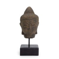 Figur Buddha Kopf 30 cm Beton Holz in Antik Deko Handarbeit