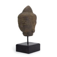 Figur Buddha Kopf 30 cm Beton Holz in Antik Deko Handarbeit