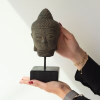 Figur Buddha Kopf 30 cm Beton Holz in Antik Deko Handarbeit