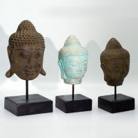 Figur Buddha Kopf 30 cm Beton Holz in Antik Deko Handarbeit