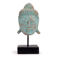 Statue Beton Holz Serenity Buddha Kopf 33 cm in Grün...