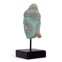 Statue Beton Holz Serenity Buddha Kopf 33 cm in Grün...