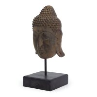 Figur Serenity Buddha Kopf Beton Holz 33 cm hoch Handarbeit