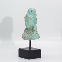 Deko Figur 25cm Beton Holz Java Prinzessin in Grün Kupfer