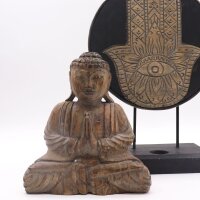 Deko Statue Set Hamsa + Buddha Handarbeit Holz Feng Shui
