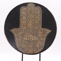 Deko Statue Set Hamsa + Buddha Handarbeit Holz Feng Shui