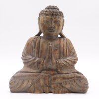 Deko Statue Set Hamsa + Buddha Handarbeit Holz Feng Shui