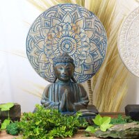 Deko Statue Feng Shui Set Mandala + Buddha Holz Handarbeit