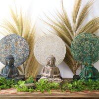 Deko Statue Feng Shui Set Mandala + Buddha Holz Handarbeit