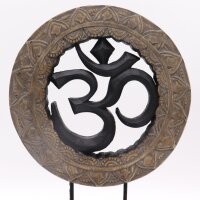 Dekostatue Feng Shui Om + Buddha Holz Handarbeit