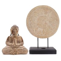 Statue Deko Set Feng Shui Buddha + Mandala 45 / 26 cm Holz