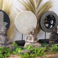 Statue Deko Set Feng Shui Buddha + Mandala 45 / 26 cm Holz