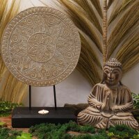 Statue Deko Set Feng Shui Buddha + Mandala 45 / 26 cm Holz