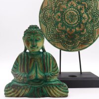 Deko Statue Set Holz Buddha + Knoten Handarbeit Feng Shui